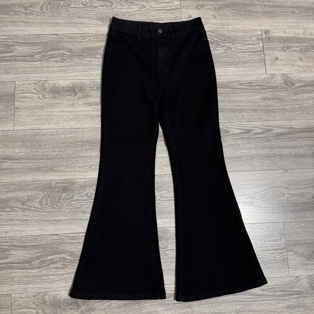 CIDER Women Black High Rise Flared Bell Y2K Stretchy Jeans Size M‎ Whimsigoth